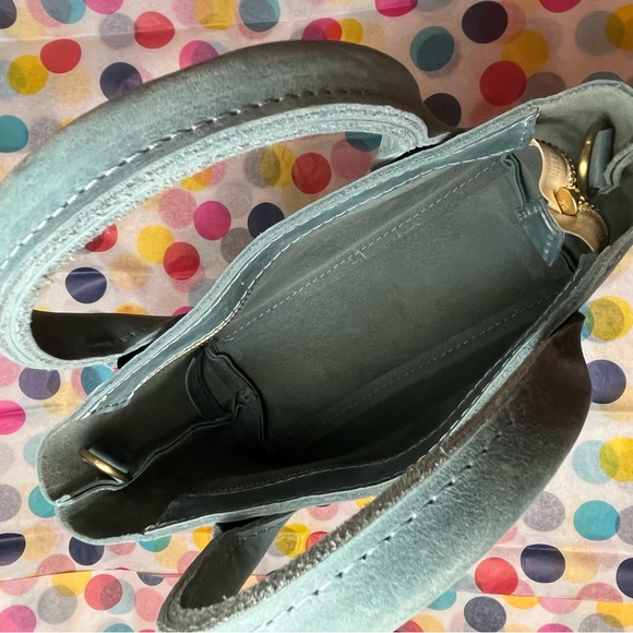 Portland Leather Small Raindrop Crossbody in Aqua - Picture 3 of 8